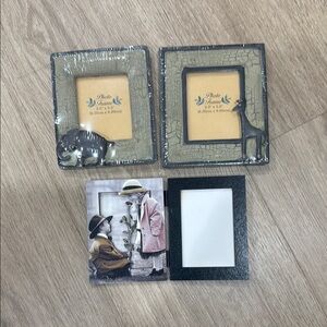 Elegant Animal-Themed Photo Frame Set - Green and Black